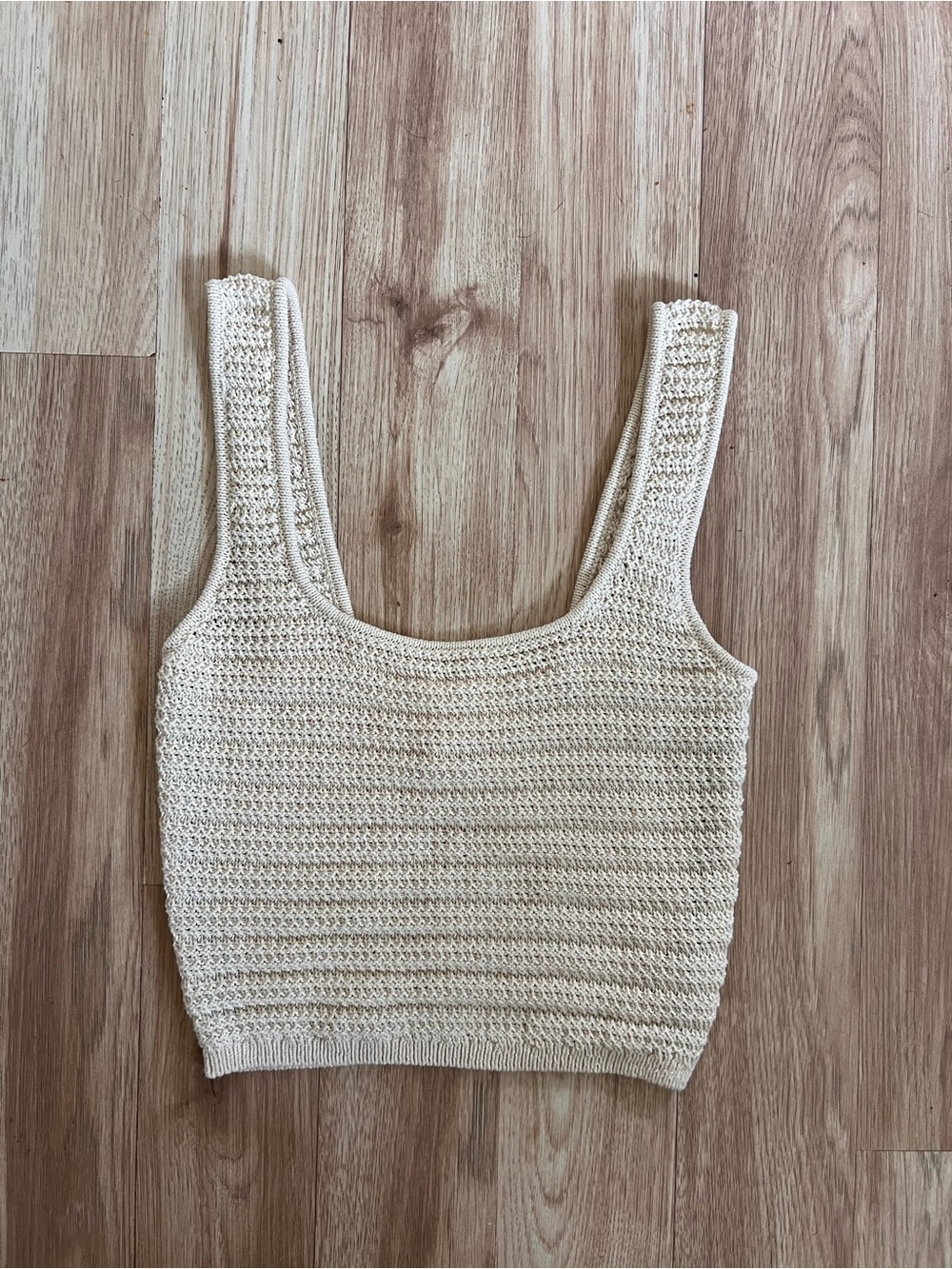 H&M Crochet Knit Tank Crop Top in Cream